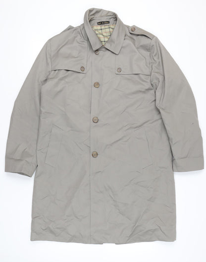 Wellington Mens Grey Overcoat Jacket Size 40 Regular Fit Polyester Cotton