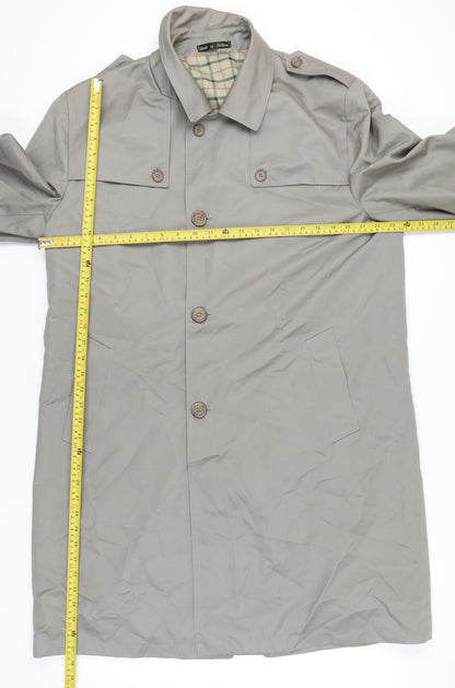 Wellington Mens Grey Overcoat Jacket Size 40 Regular Fit Polyester Cotton