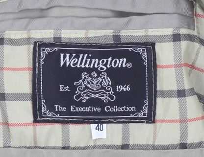 Wellington Mens Grey Overcoat Jacket Size 40 Regular Fit Polyester Cotton