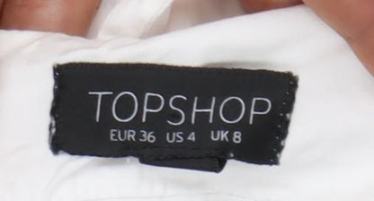 Topshop Women’s White Cotton Midi Slip Dress Size 8 Strappy Summer