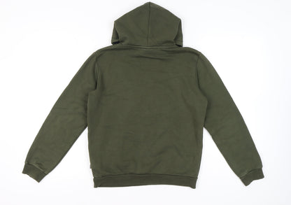 Puma Unisex Kids Green Pullover Hoodie 14-15Y Logo Graphic Fleece