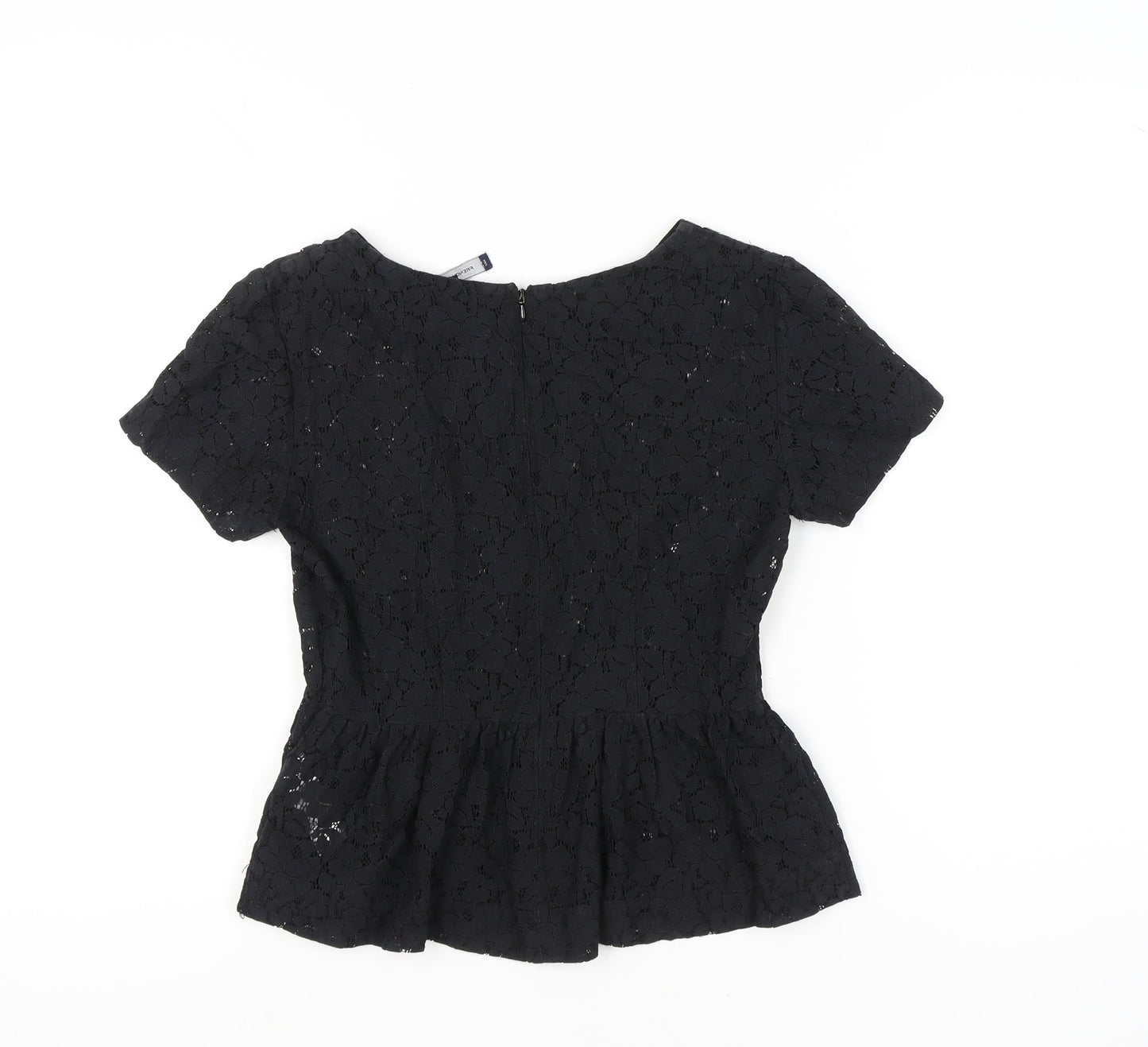 Womens UK Size 8 French Connection Black Peplum Blouse