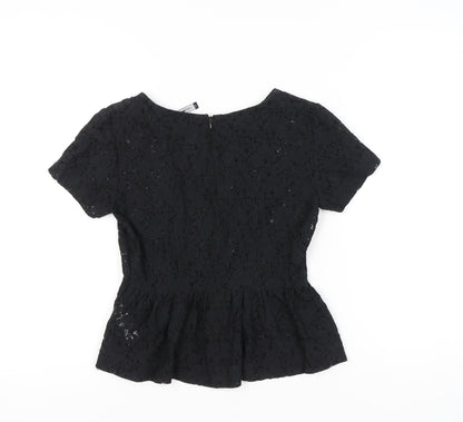 Womens UK Size 8 French Connection Black Peplum Blouse