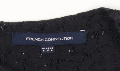 Womens UK Size 8 French Connection Black Peplum Blouse