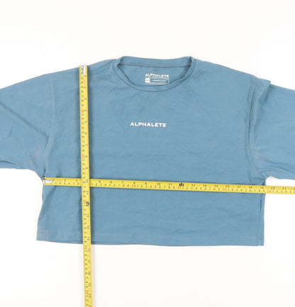 Alphalete Women Blue Medium Cropped Long Sleeve Cotton T-Shirt
