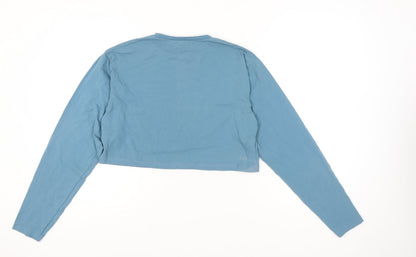 Alphalete Women Blue Medium Cropped Long Sleeve Cotton T-Shirt
