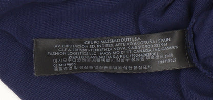 Massimo Dutti Men's Blue Long Sleeve Polo Shirt L 100% Cotton