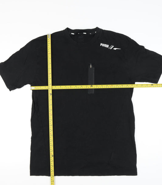 Puma Men's Black Medium Crew Neck Short Sleeve Pocket T-Shirt
