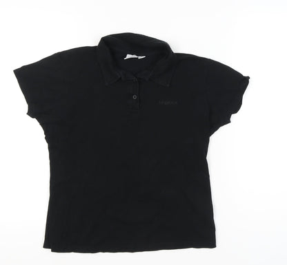 LA Gear Womens Black Polo Shirt UK 12 Short Sleeve Casual