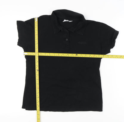 LA Gear Womens Black Polo Shirt UK 12 Short Sleeve Casual