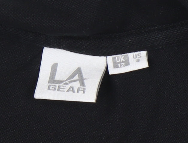 LA Gear Womens Black Polo Shirt UK 12 Short Sleeve Casual