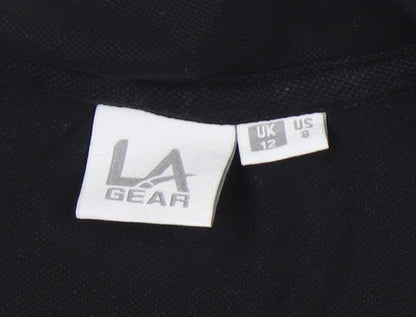 LA Gear Womens Black Polo Shirt UK 12 Short Sleeve Casual