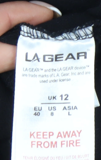 LA Gear Womens Black Polo Shirt UK 12 Short Sleeve Casual