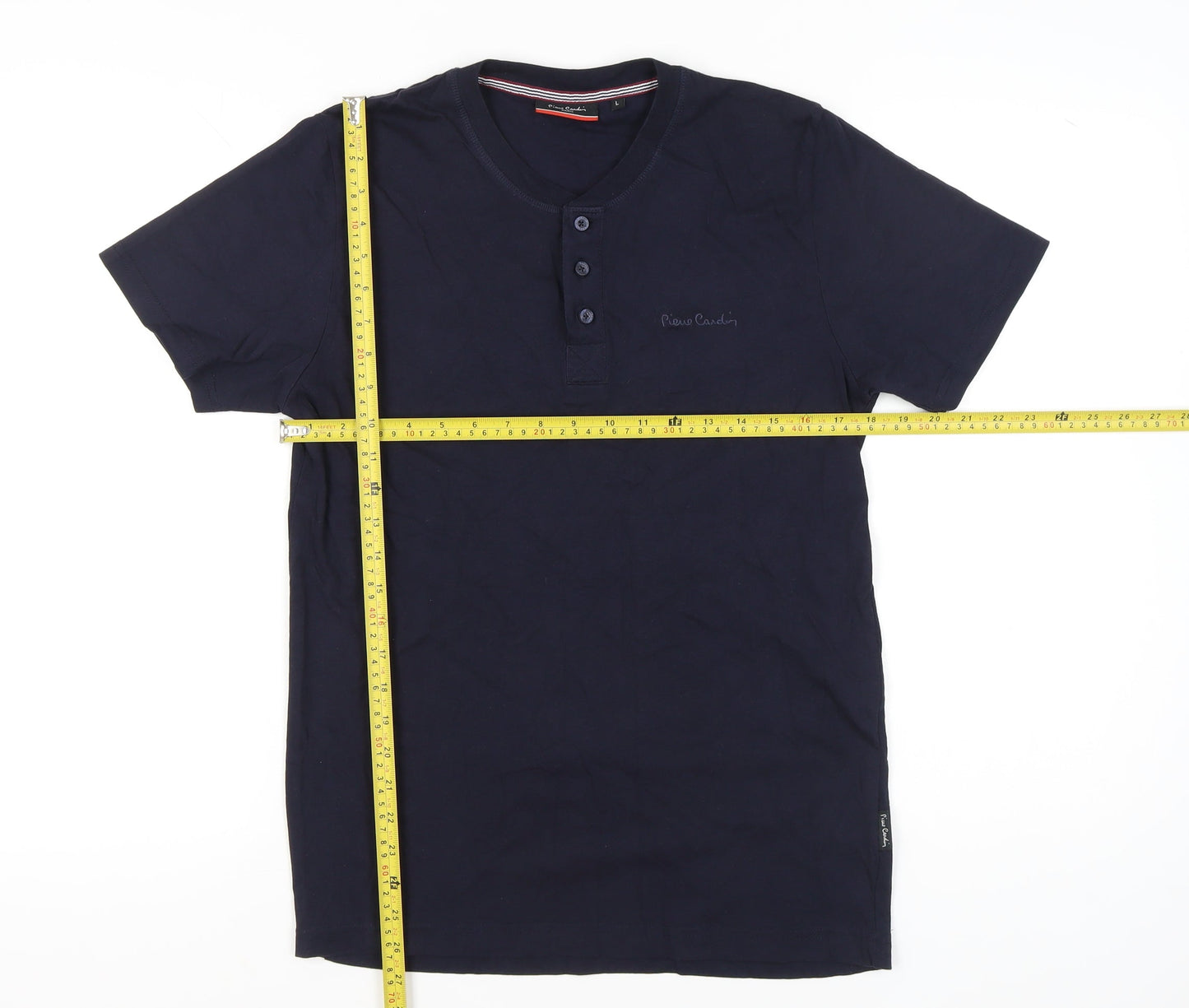 Pierre Cardin Men’s Blue L Henley Short Sleeve Cotton T-Shirt