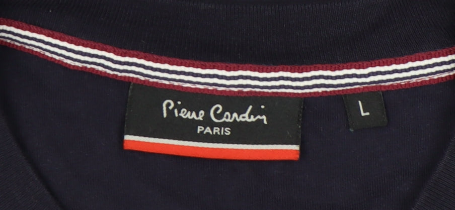 Pierre Cardin Men’s Blue L Henley Short Sleeve Cotton T-Shirt
