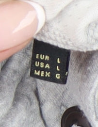 Massimo Dutti Men’s Grey Long Sleeve Polo Shirt Size L Casual