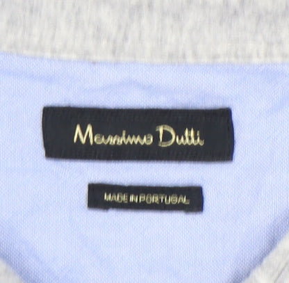 Massimo Dutti Men’s Grey Long Sleeve Polo Shirt Size L Casual