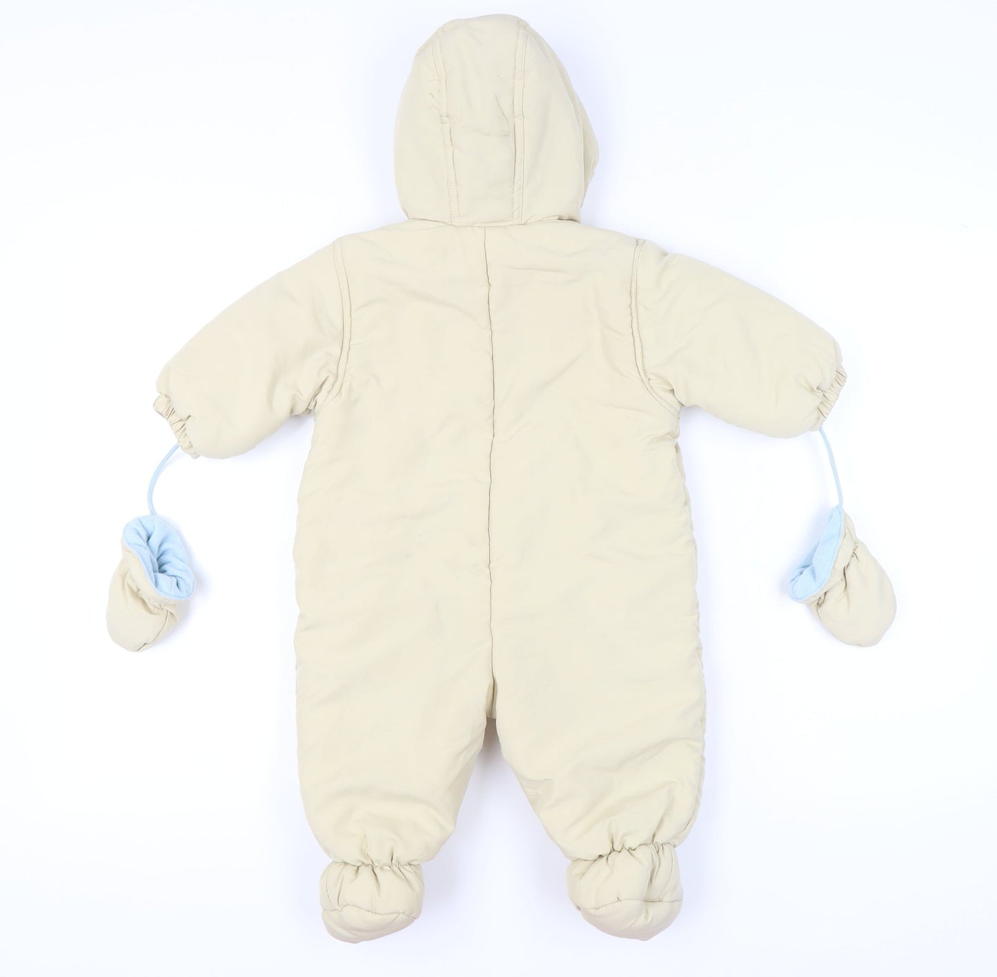 C&A Baby Club Unisex Beige 3-6m Hooded Snowsuit Padded Winter Outfit