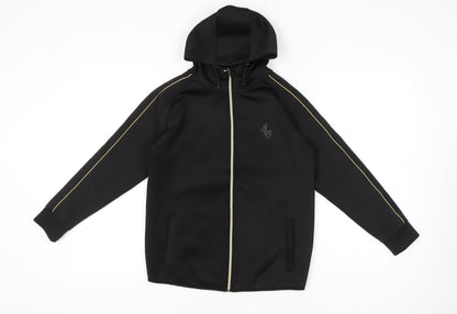 Sonneti Boys Black Full Zip Hoodie 12-13 Years Regular Fit Logo Jacket
