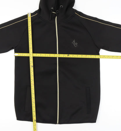 Sonneti Boys Black Full Zip Hoodie 12-13 Years Regular Fit Logo Jacket