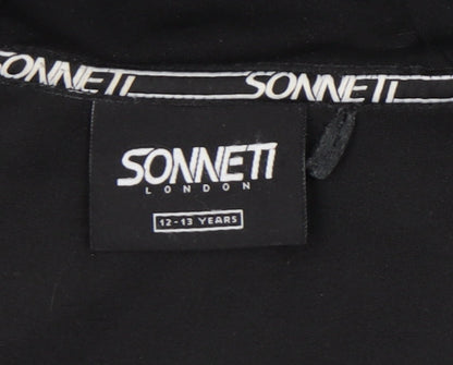 Sonneti Boys Black Full Zip Hoodie 12-13 Years Regular Fit Logo Jacket