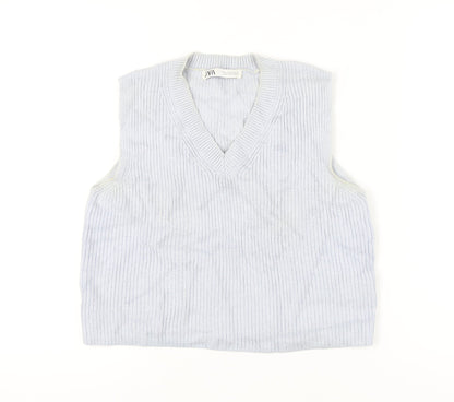Womens UK Size S Zara Grey Vest Jumper