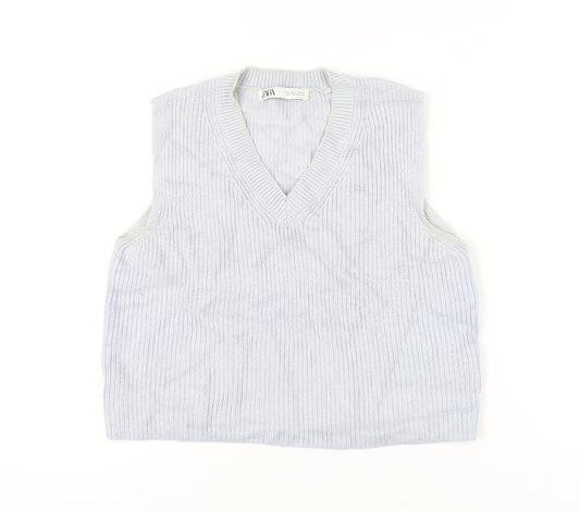 Womens UK Size S Zara Grey Vest Jumper