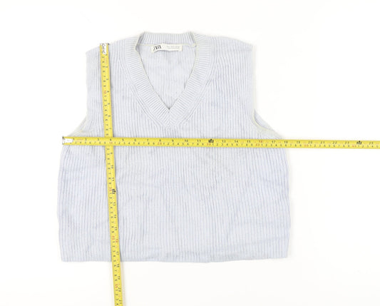 Womens UK Size S Zara Grey Vest Jumper