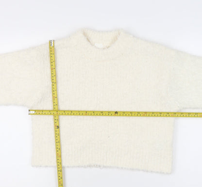 H&M Women Ivory Crew Neck Pullover Jumper Size 8 Regular Fit