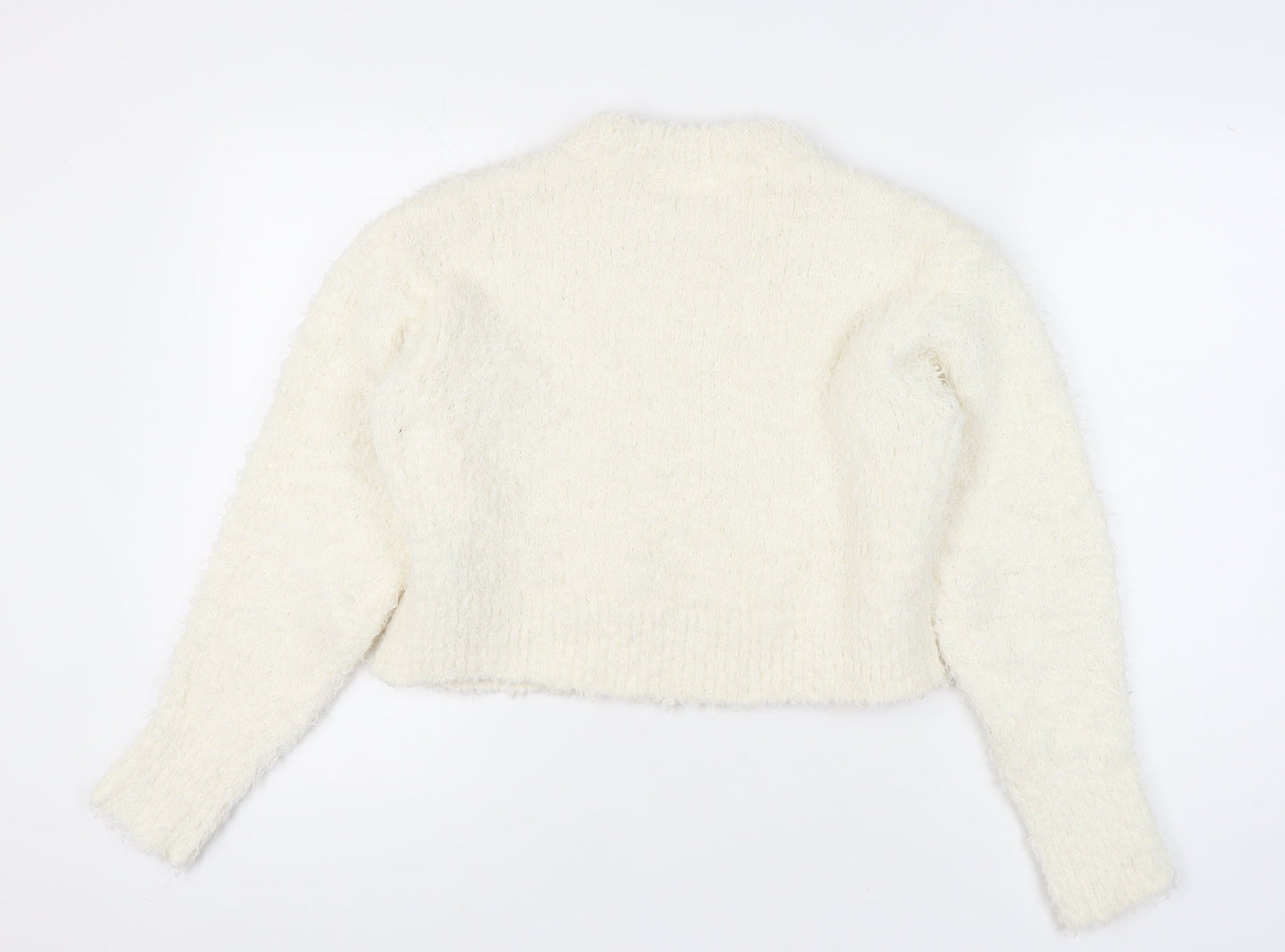 H&M Women Ivory Crew Neck Pullover Jumper Size 8 Regular Fit