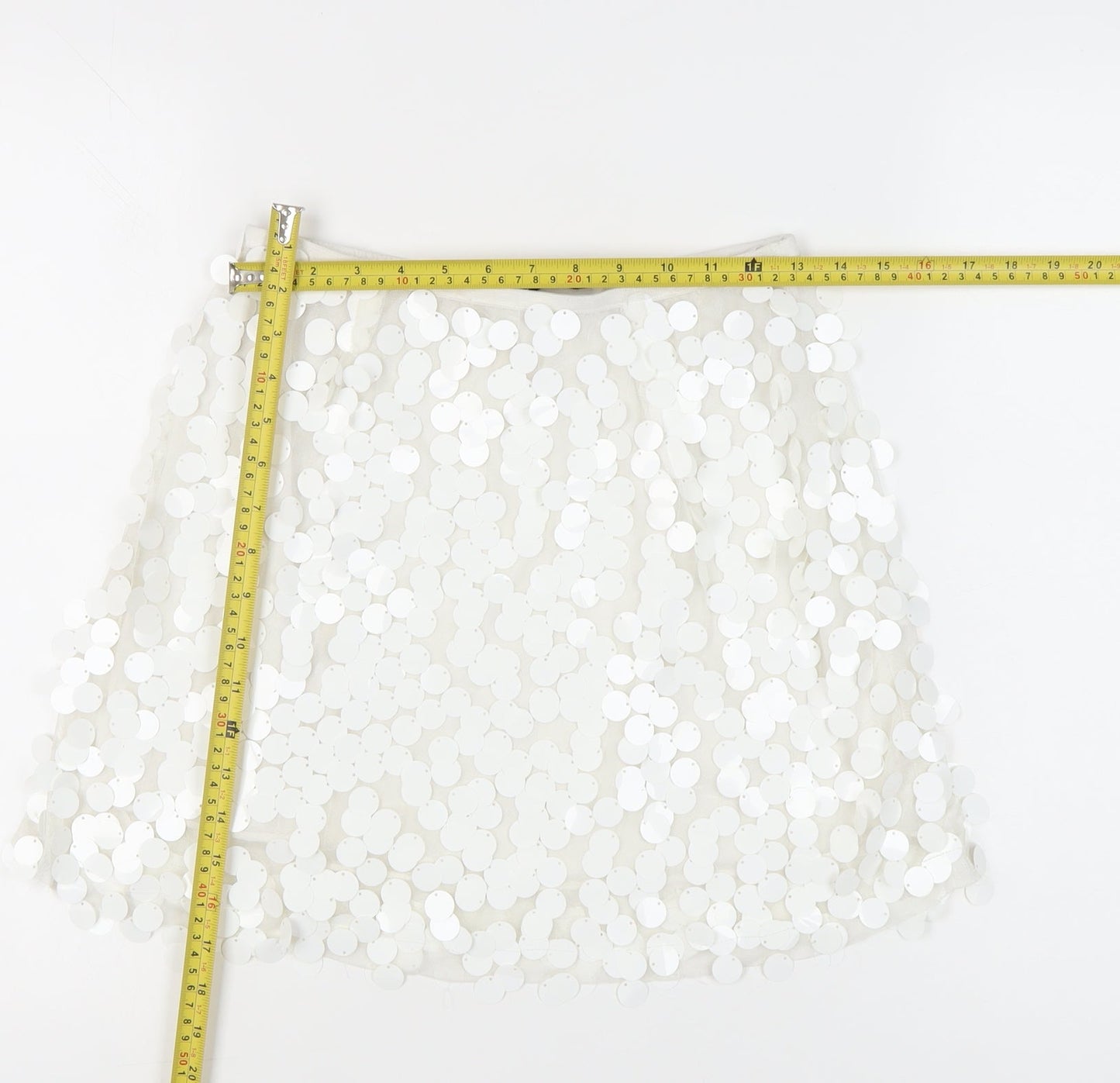 Motel Womens White Sequin Mini Skirt Size L Party Cocktail