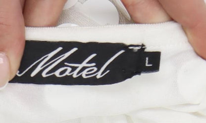 Motel Womens White Sequin Mini Skirt Size L Party Cocktail