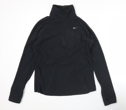Nike Women Black L Fleece Sweatshirt 1/2 Zip Therma Fit Top