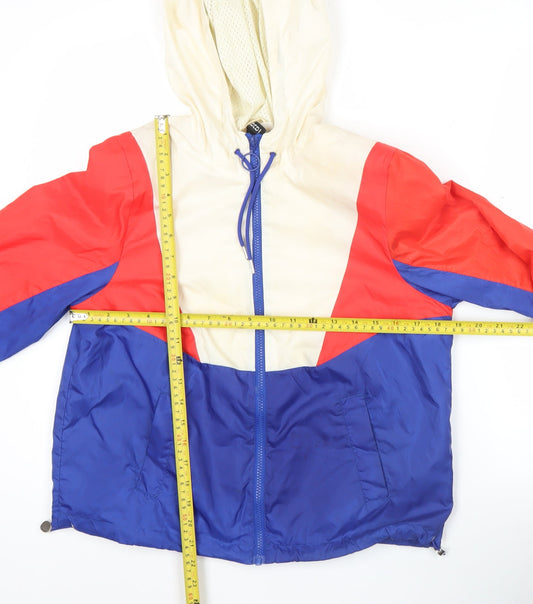 H&M Womens XS Multicoloured Hooded Windbreaker Jacket
