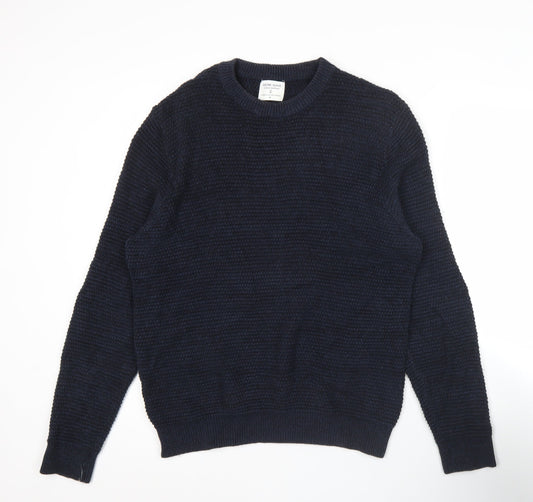 Shore Leave Men’s Blue Waffle-Knit Cotton Jumper Size M