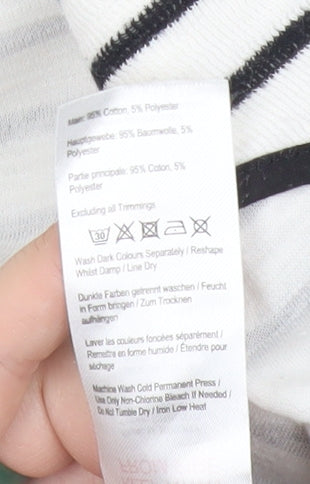 Joules Womens White Black Striped Cardigan UK 12 Collared Knit