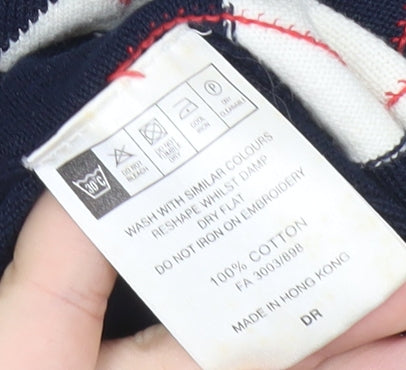 Ben Sherman Men’s Blue Argyle Cotton Jumper Large Crew Neck