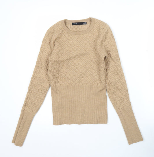 Karen Millen Womens Beige XS Cable Knit Crew Neck Jumper