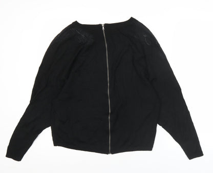 Calvin Klein Jeans Womens Black Cardigan S Wool Blend Embroidered Zip