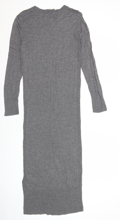 Whistles Women’s Grey Jumper Dress UK 10 Long Sleeve Knitwear