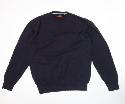 Pierre Cardin Mens Blue XL Cotton Crew Neck Pullover Jumper