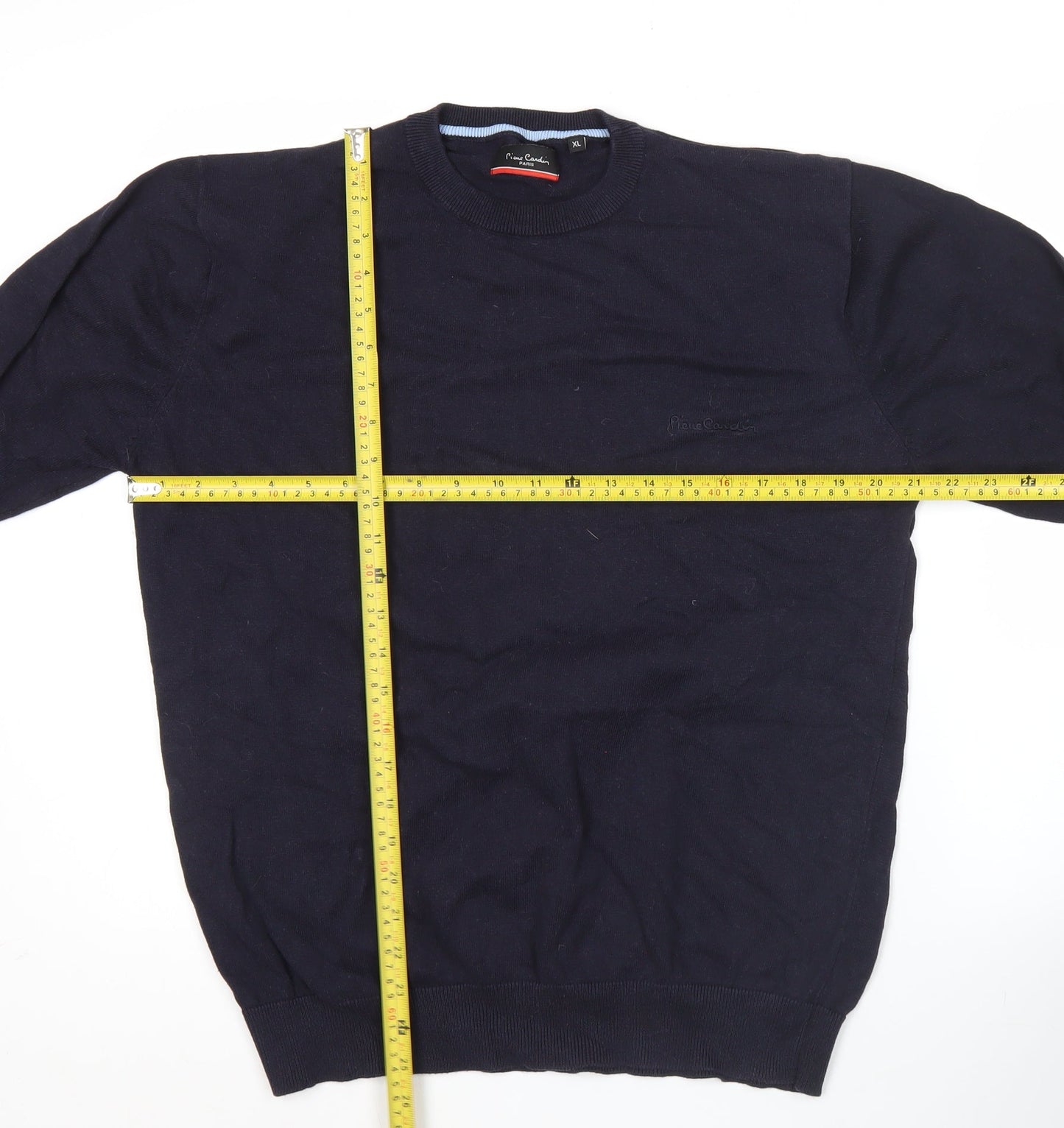 Pierre Cardin Mens Blue XL Cotton Crew Neck Pullover Jumper