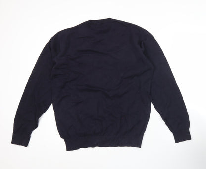 Pierre Cardin Mens Blue XL Cotton Crew Neck Pullover Jumper