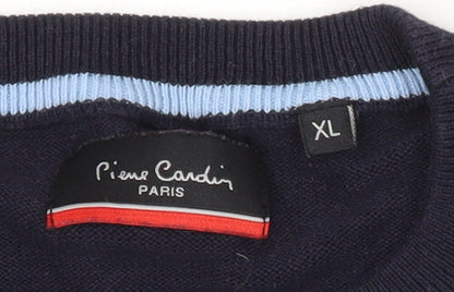 Pierre Cardin Mens Blue XL Cotton Crew Neck Pullover Jumper