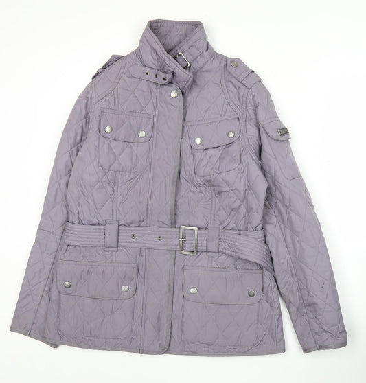 Barbour Women Purple Quilted Belted Motorcycle Jacket Size 12