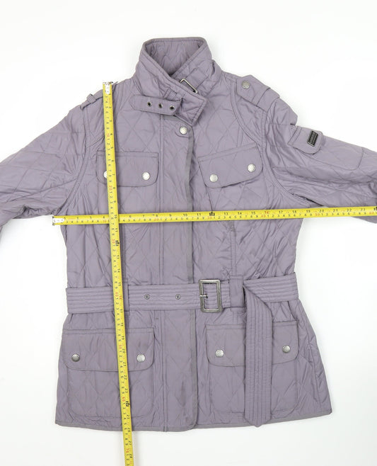 Barbour Women Purple Quilted Belted Motorcycle Jacket Size 12