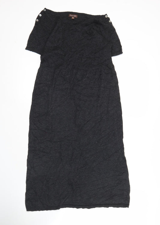 Phase Eight Women Black Size 10 Knit Shift Dress Buttons