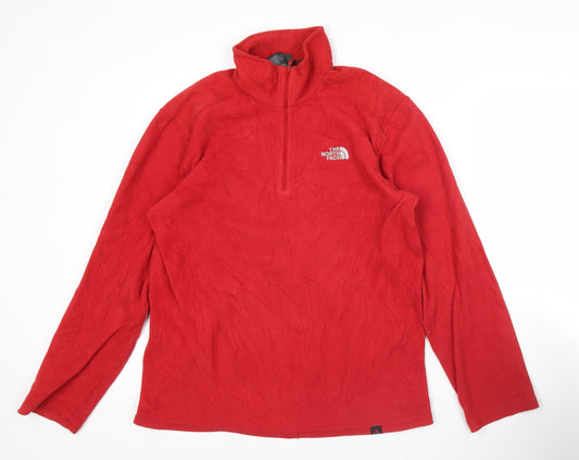 The North Face Men's Red Small 1/4 Zip Fleece Sweatshirt Outdoor