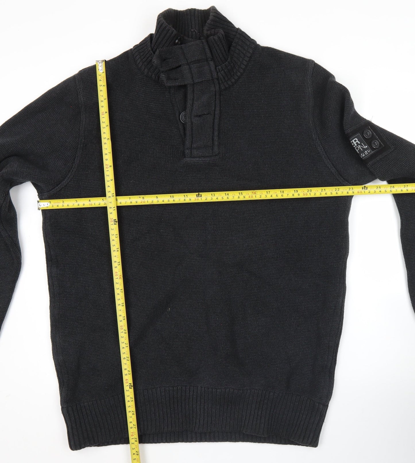 Superdry Mens Black XL Cotton High Neck Pullover Jumper