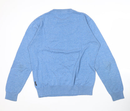 French Connection Men's Blue Cotton Acrylic Crew Neck Jumper L